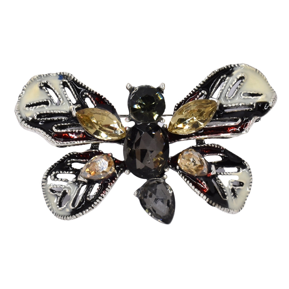 Fashion silver butterfly brooch with crystals
