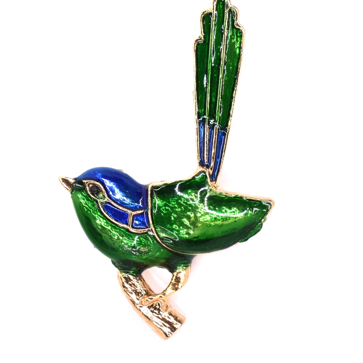 Fashion stylized enamel green bird brooch