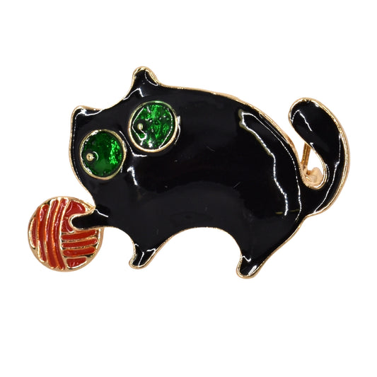 Fashion black enamel cat brooch