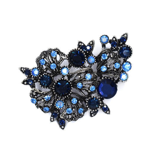 Fashion blue flower bouquet crystal brooch