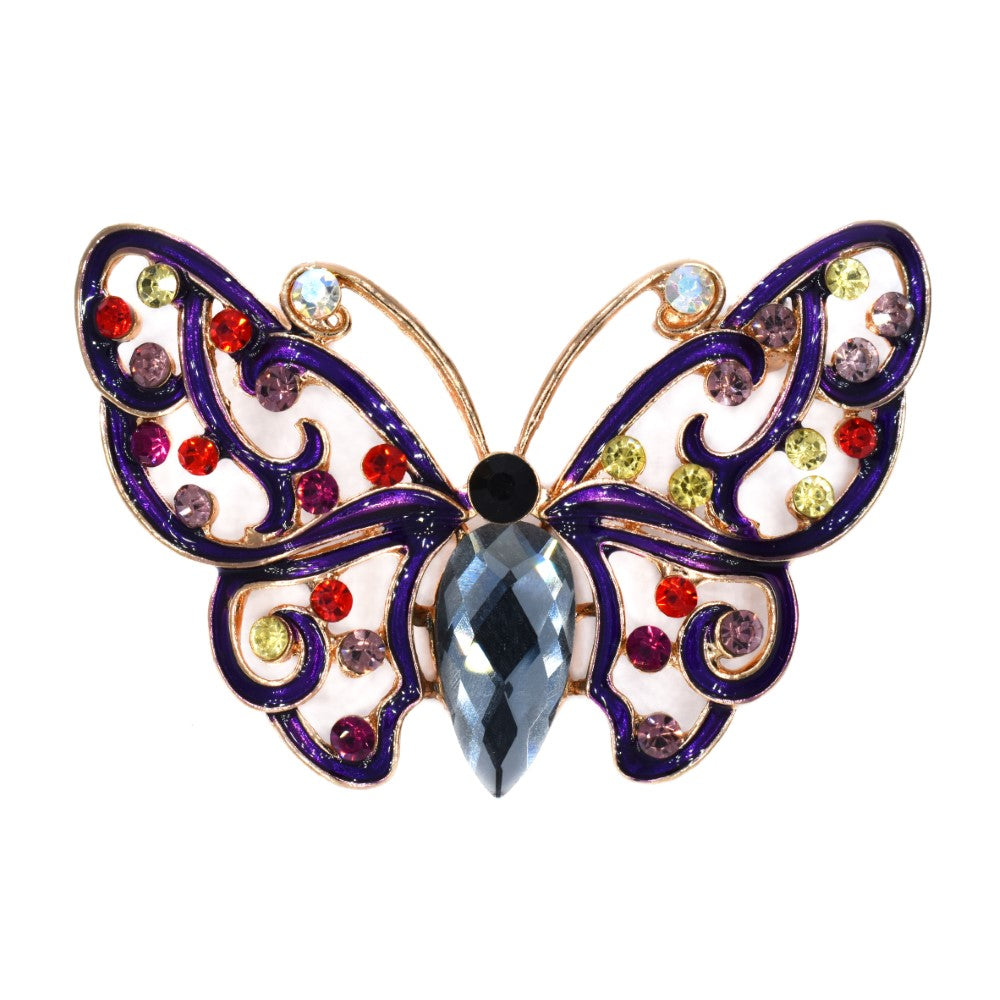Fashion colourful crystal cutout butterfly brooch