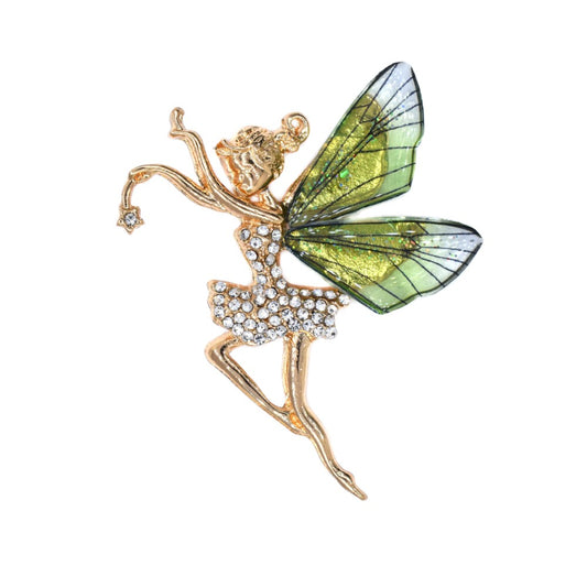 Fashion gold plated crystal fairy brooch