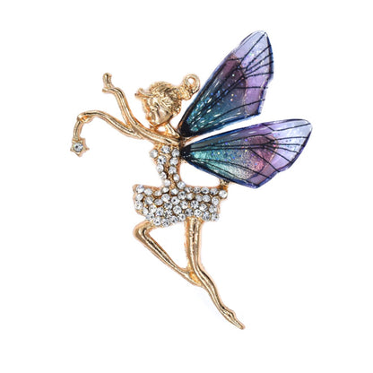 Fashion gold plated crystal fairy brooch
