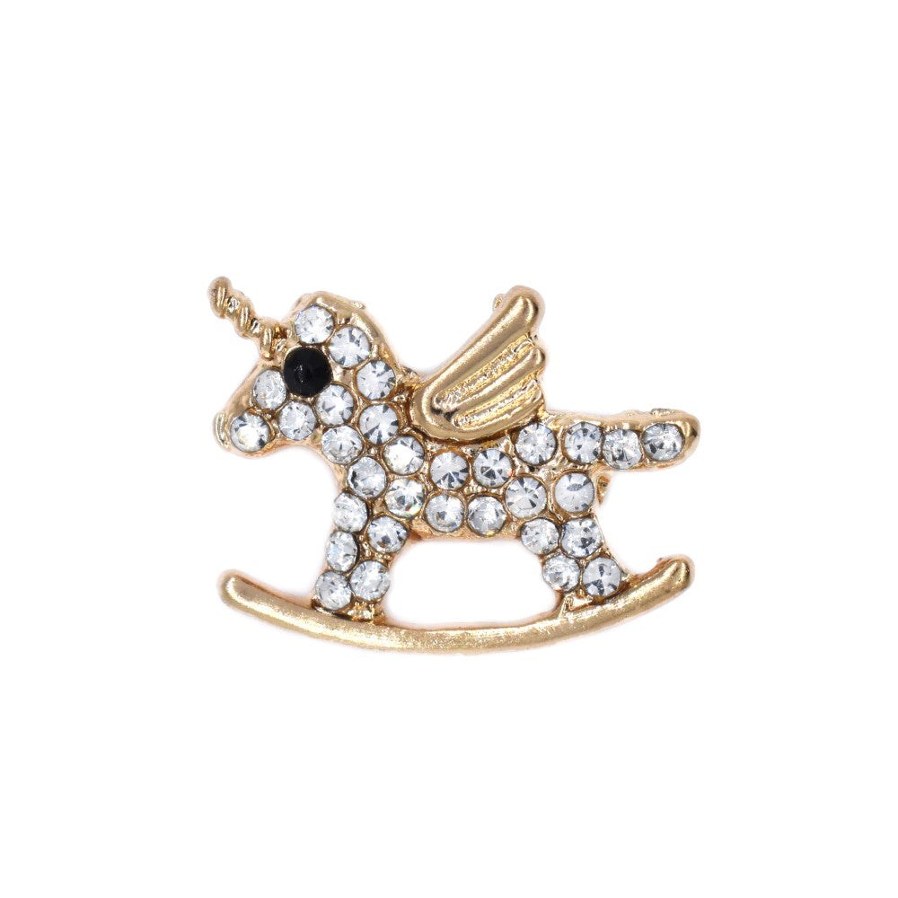 Fashion crystal unicorn rocking horse brooch