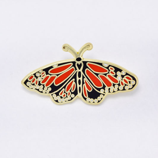 YBR6336 - Fashion butterfly with red & white speckles brooch