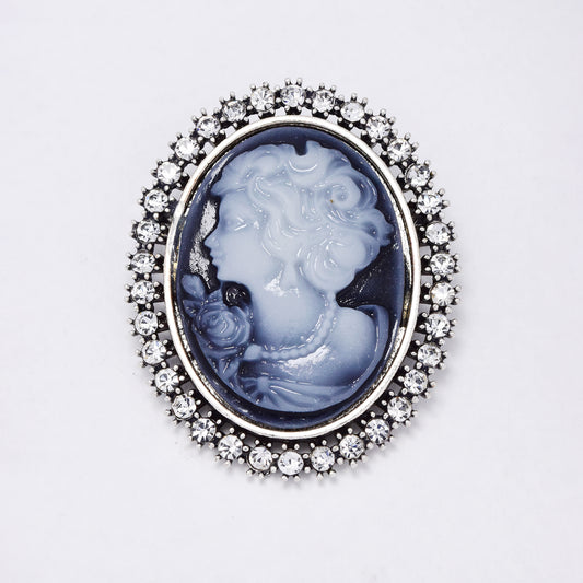 YBR6339 - Fashion crystal cameo brooch