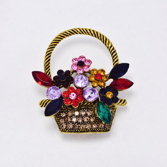 YBR6340 - Fashion basket with flowers brooch