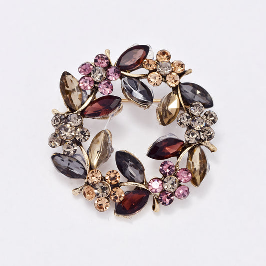 YBR6341 - Fashion crystal flower wreath brooch