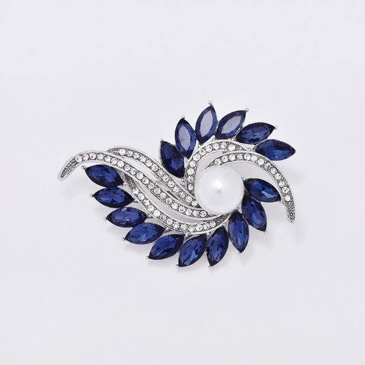 YBR6355 - Fashion crystal & pearl swirl brooch
