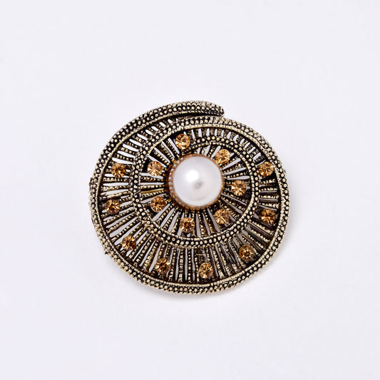 YBR7550 - Crystal & faux pearl swirl brooch