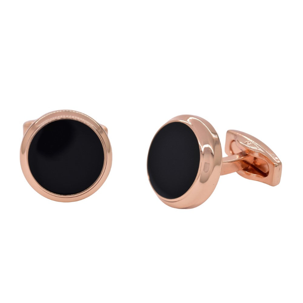 Copper based round cufflinks with enamel detail - YC3779