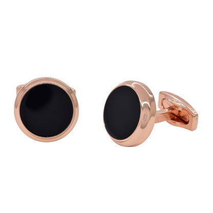 Copper based round cufflinks with enamel detail - YC3779