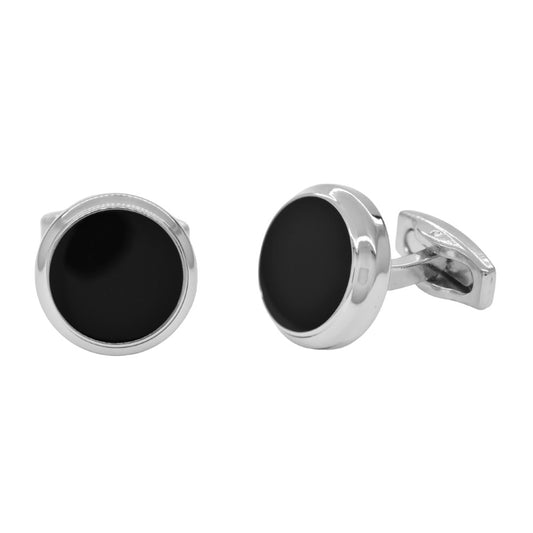Copper based round cufflinks with enamel detail - YC3779