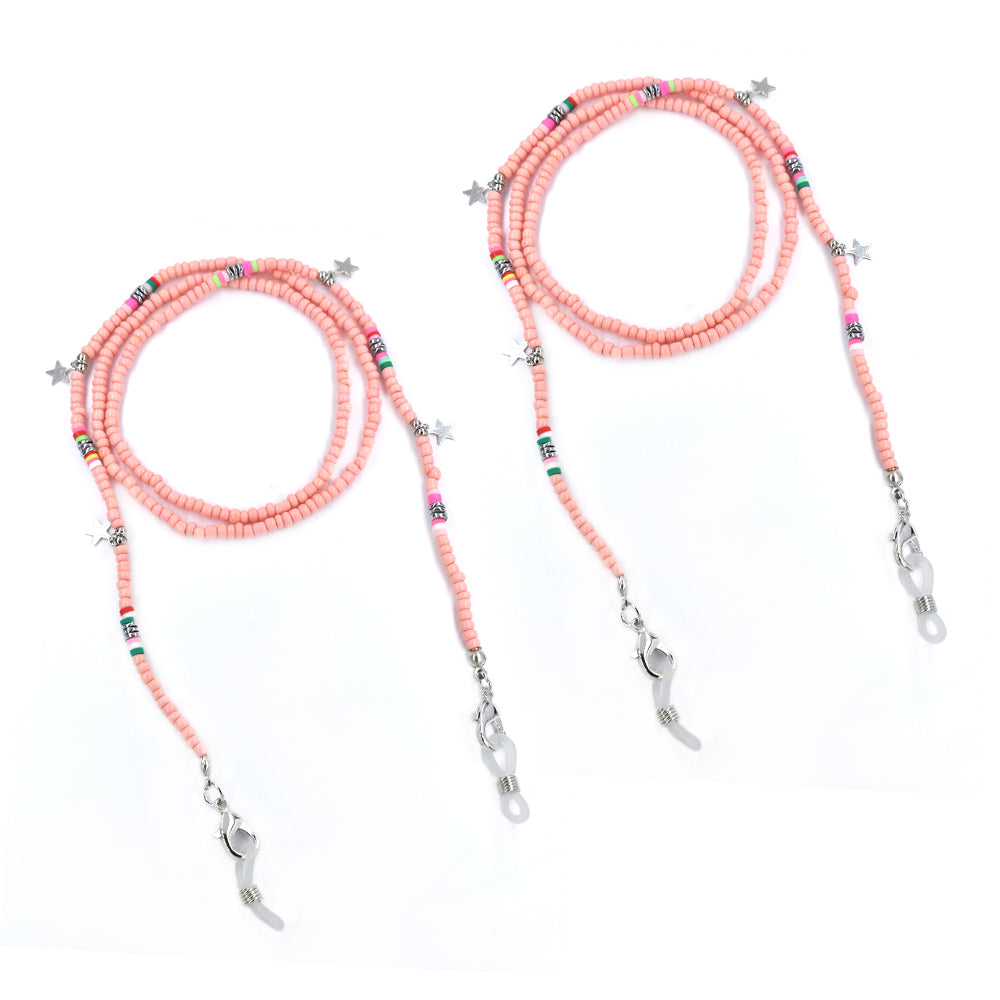 2 Pack beaded and star charm sunglasses chain - YC4428