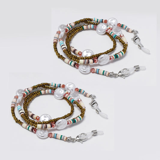 YC4788 - 2 Pack Beaded and pearl 70 cm sunglasses chain