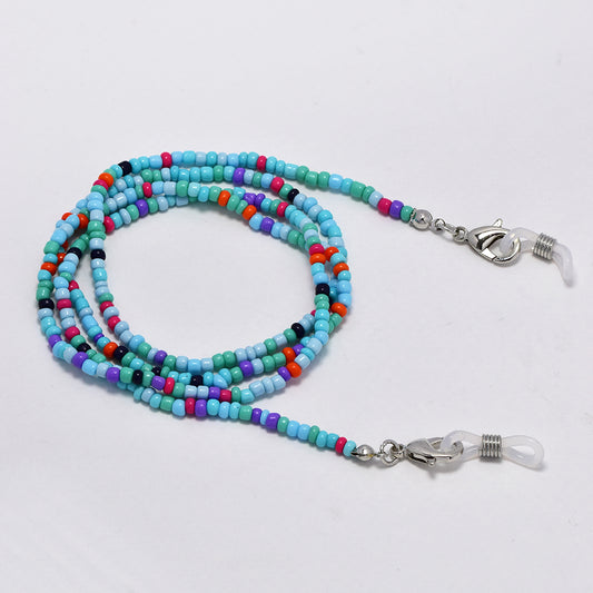 Blue and pink seed bead sunglasses chain - YC5173