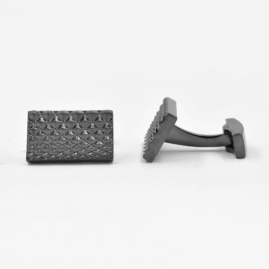 YC633 - Gumnetal 13mm x 20mm textured cufflinks
