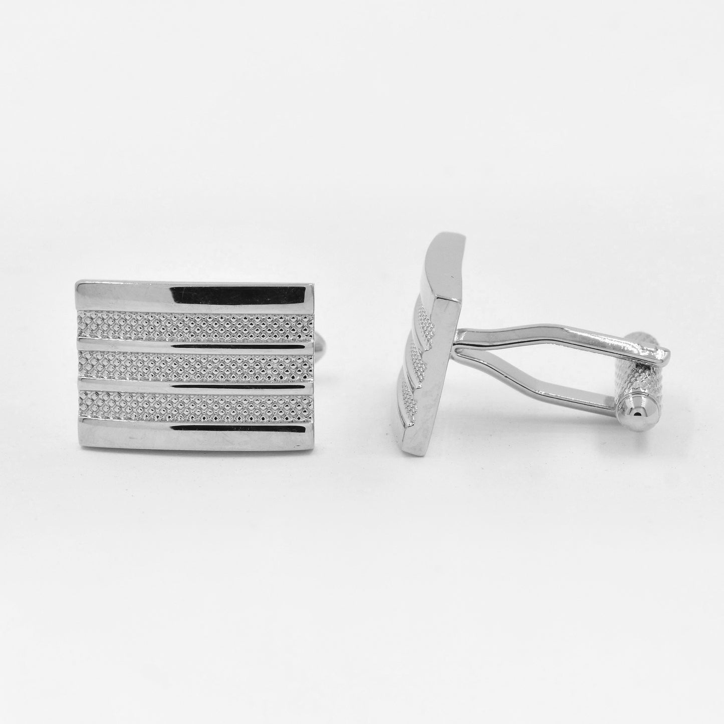 YC634 - Silver plated 14mm x 20mm textured cufflinks