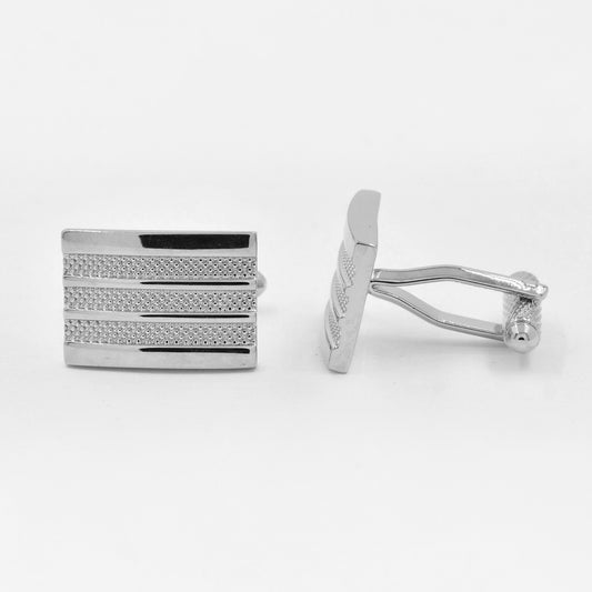 YC634 - Silver plated 14mm x 20mm textured cufflinks