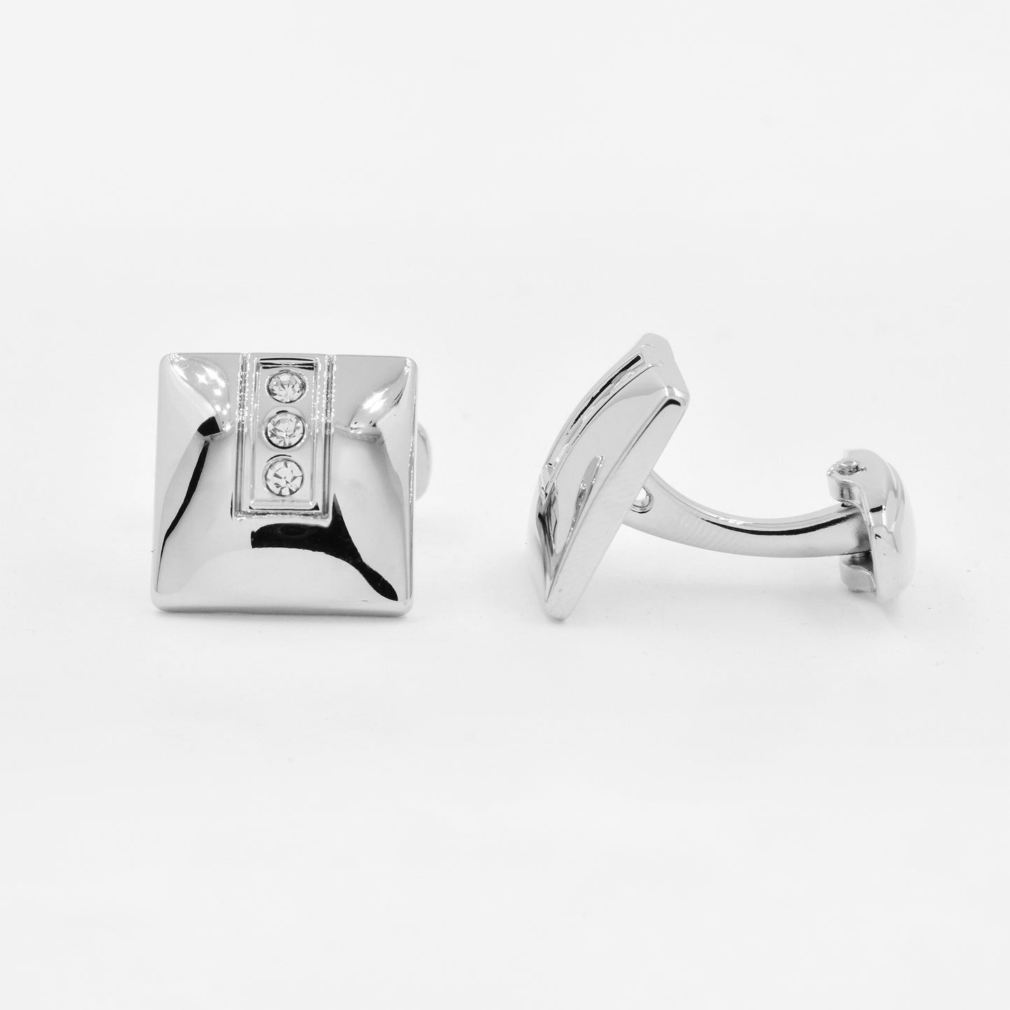 YC636 - Rectangular 14mm x 20mm diamante cufflinks