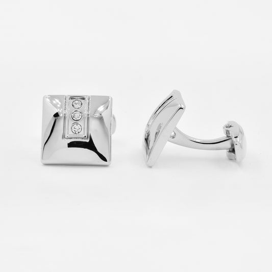 YC636 - Rectangular 14mm x 20mm diamante cufflinks
