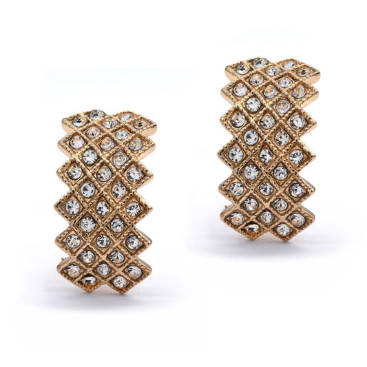 Gold crystal huggie clip on earring - YE4031