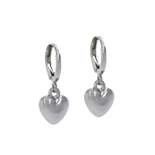 Silver heart charm huggie fashion earring - YE4159