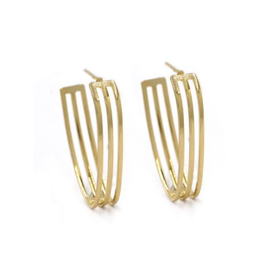 Geometric hoop fashion earring with 925 sterling silver pin - YE4212