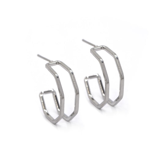 Open hoop fashion earring with 925 sterling silver pin - YE4213