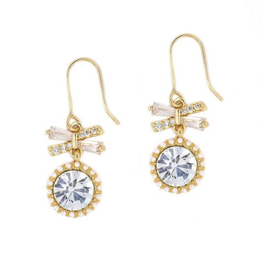 Crystal and pearl halo drop hook fashion earring - YE4315