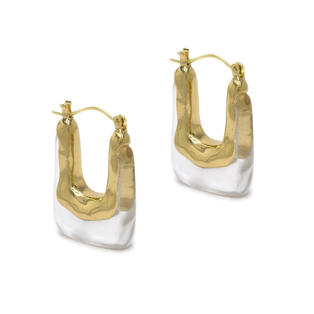 YE4320 - Fashion 30mm x 22mm gold plated resin hoop
