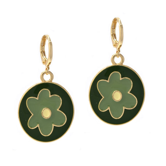 Flower huggie drop fashion earring - YE4373