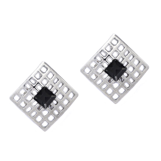 Clip on geometric colour stone fashion earring - YE4768