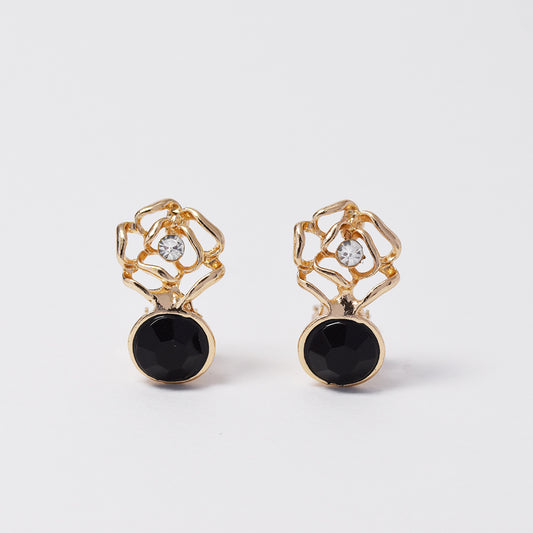 Flower and stone clip on fashion earring - YE4774