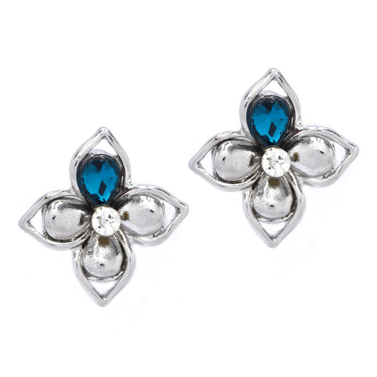 Crystal flower petal clip on fashion earring - YE4783