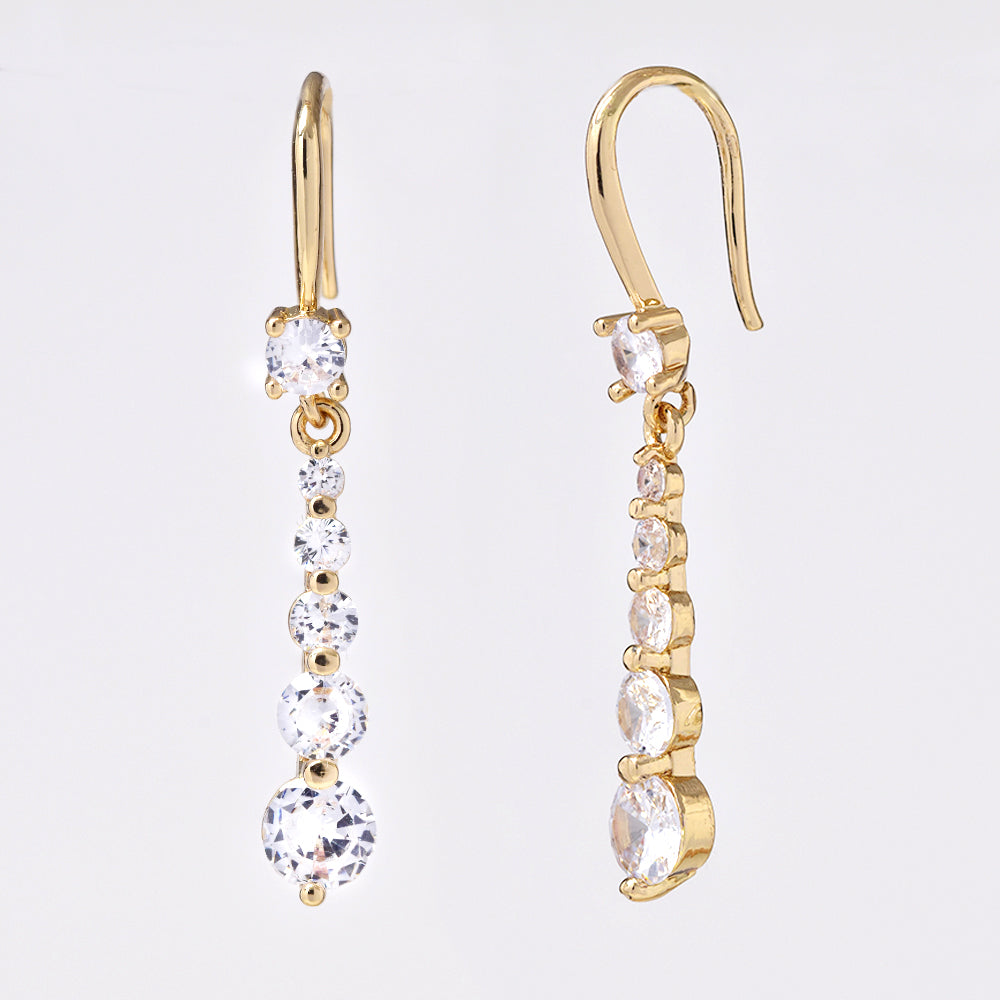 Gold plated rhinestone drop fashion earrings