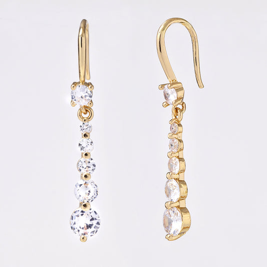 Gold plated rhinestone drop fashion earrings - YE5056
