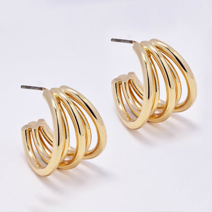Layered half hoop stud fashion earrings - YE5078