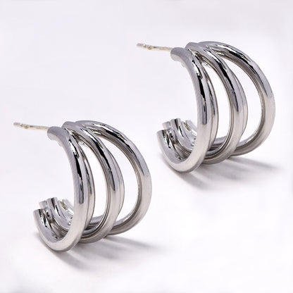Layered half hoop stud fashion earrings - YE5078