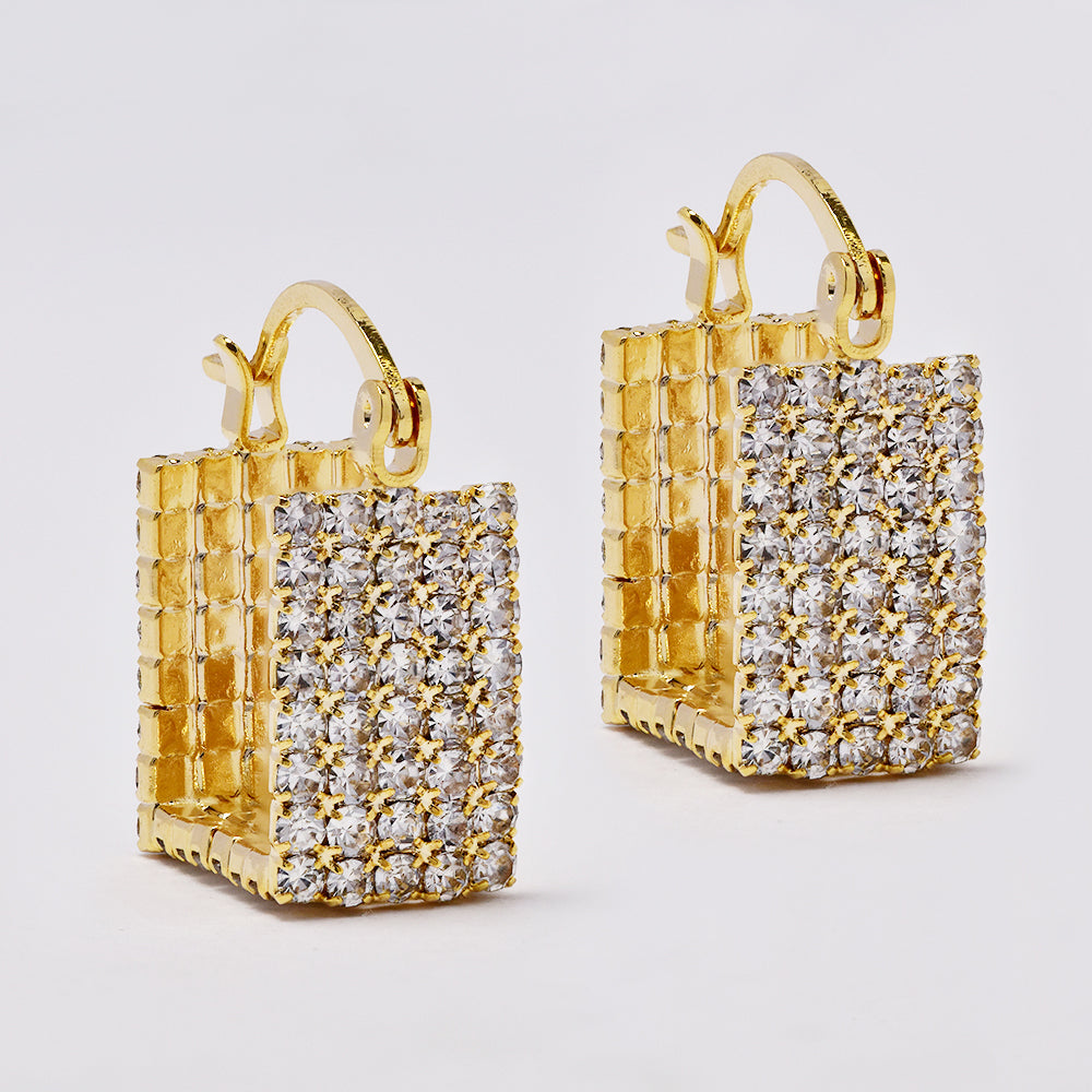 5 Row crystal square hoop fashion earring
