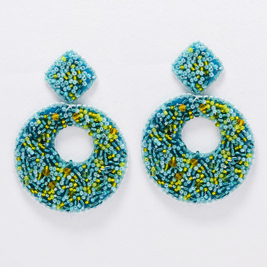 YE6173 - Round tapered drop  beaded fashion earrings