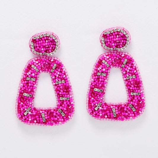 YE6178 - Pink drop  beaded fashion earrings
