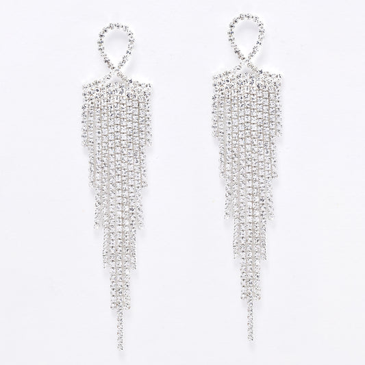 YE6204 - Diamante fringe drop earrings