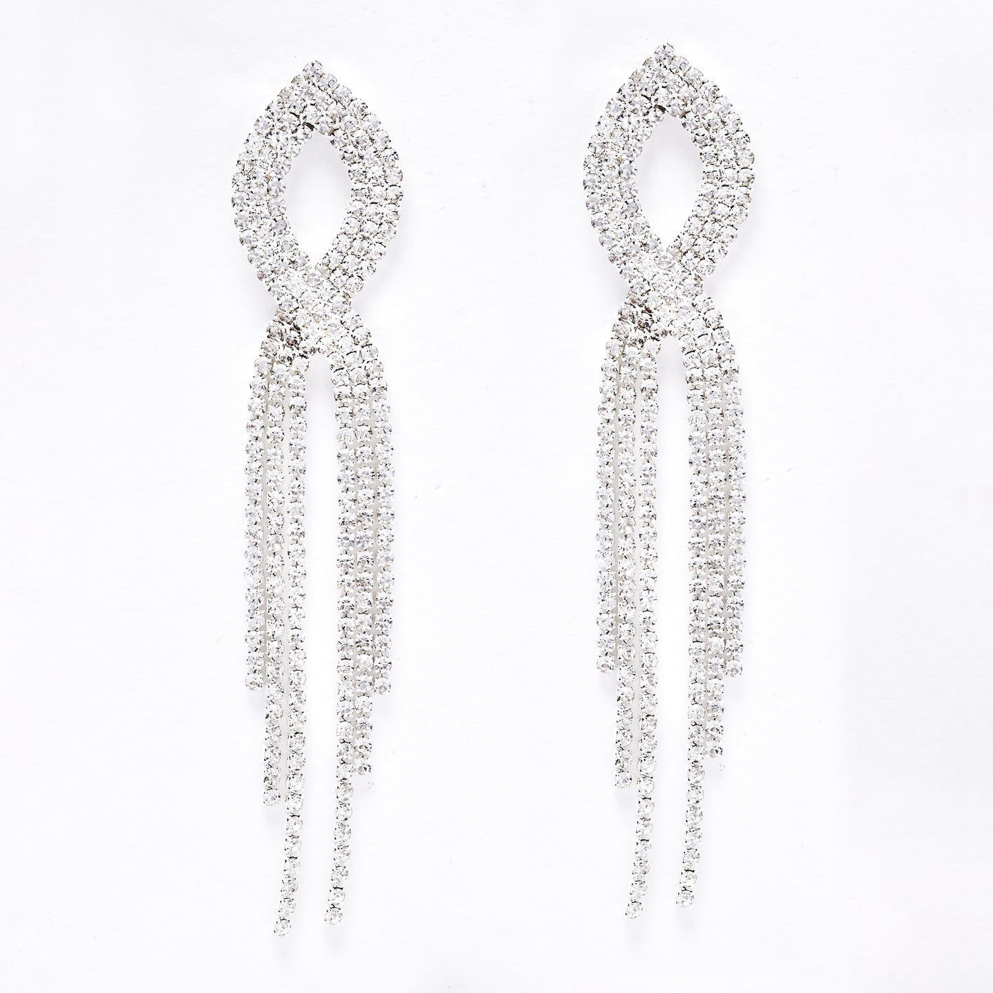 YE6207 - Diamante loop drop earrings