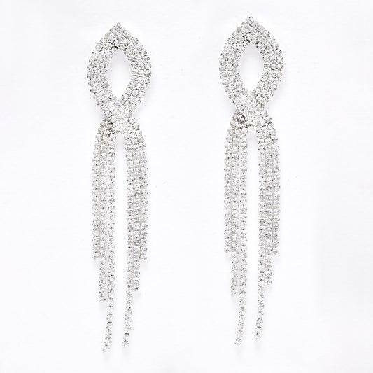 YE6207 - Diamante loop drop earrings