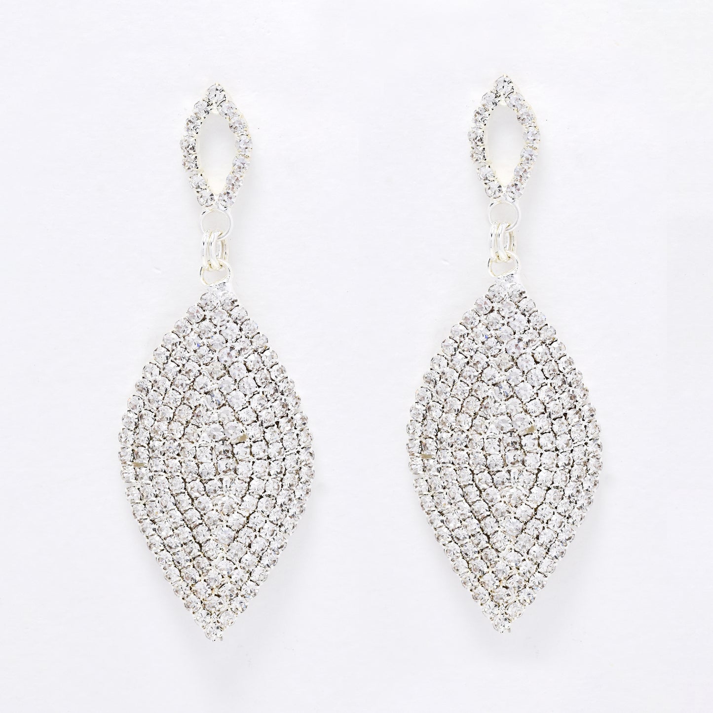 YE6208 - Diamante leaf drop earrings