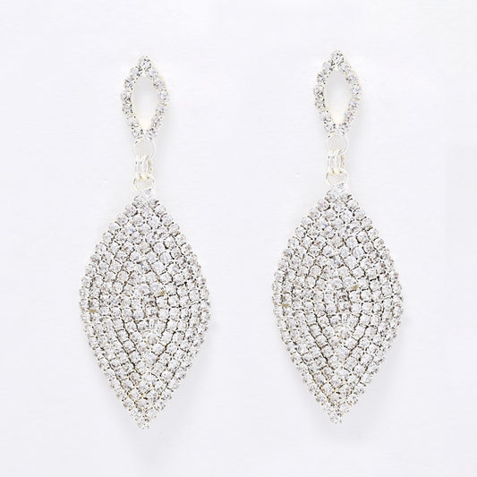 YE6208 - Diamante leaf drop earrings