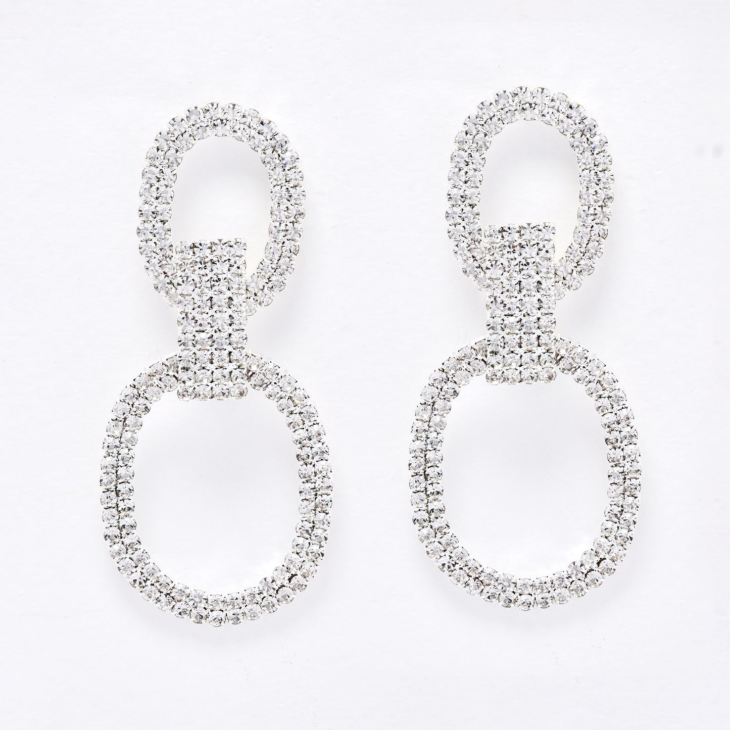 YE6209 - Diamante round drop earrings