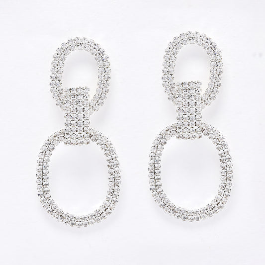 YE6209 - Diamante round drop earrings