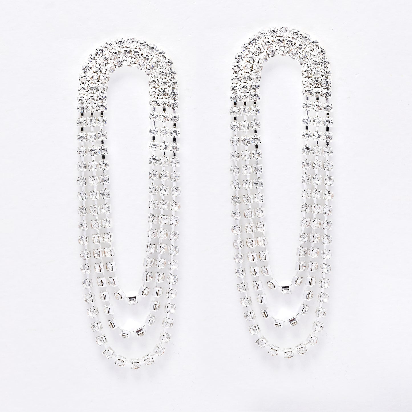 YE6212 - Diamante chain statement earrings
